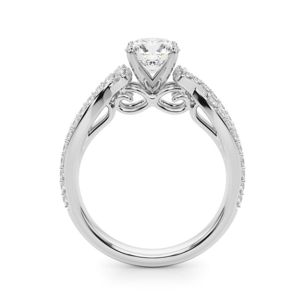 Contemporary Style Diamond Engagement Ring 14 Karat Gold White 
(Center Stone Not Included)