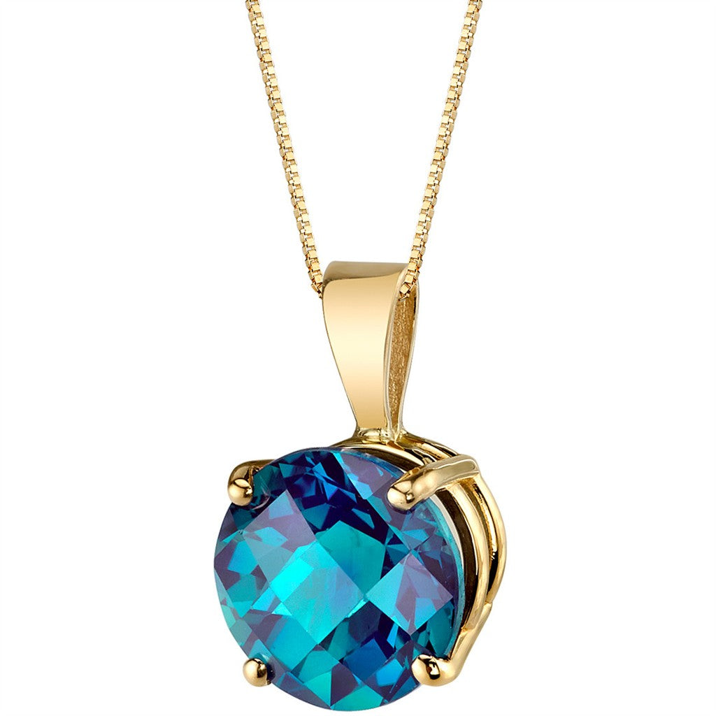 Solitare Pendants 14 KT Yellow with Round Alexandrite