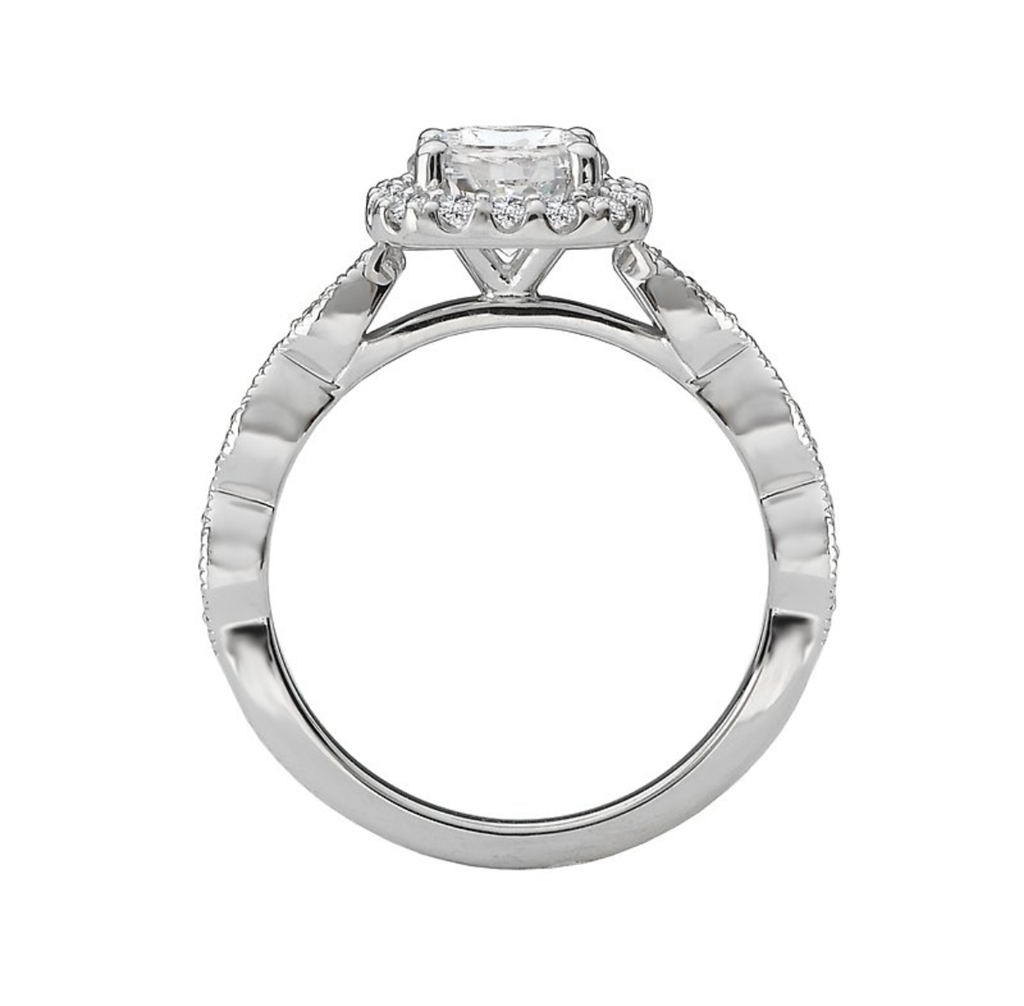 Halo Style Diamond Engagement Ring Sterling Silver White 
(Center Stone Not Included)