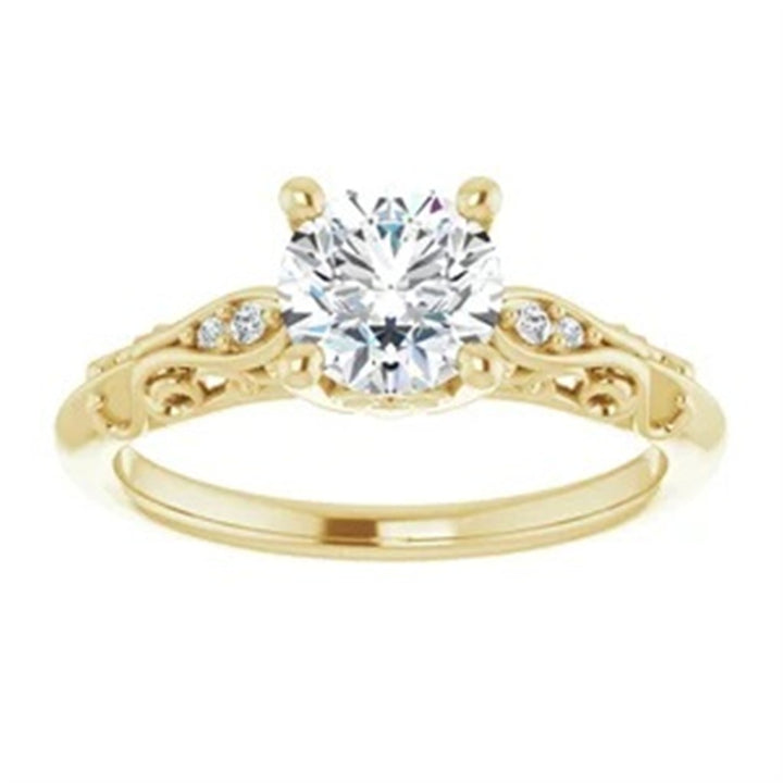 Solitare Accent Style Diamond Engagement Ring 14 Karat Gold Yellow 
(Center Stone Not Included)