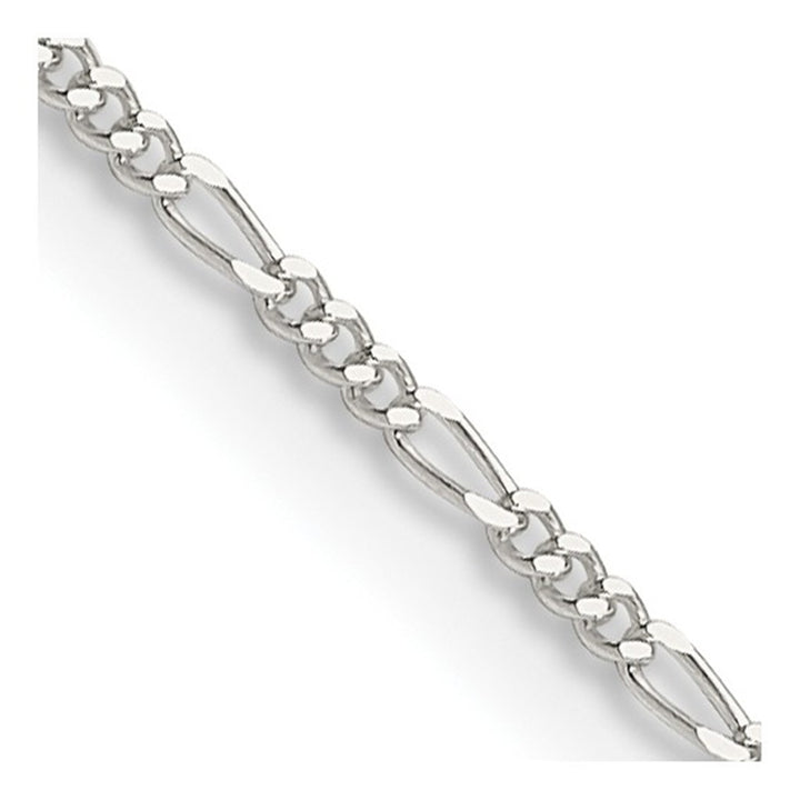 White Sterling Silver 1.2 MM Figaro Chain 20" Long