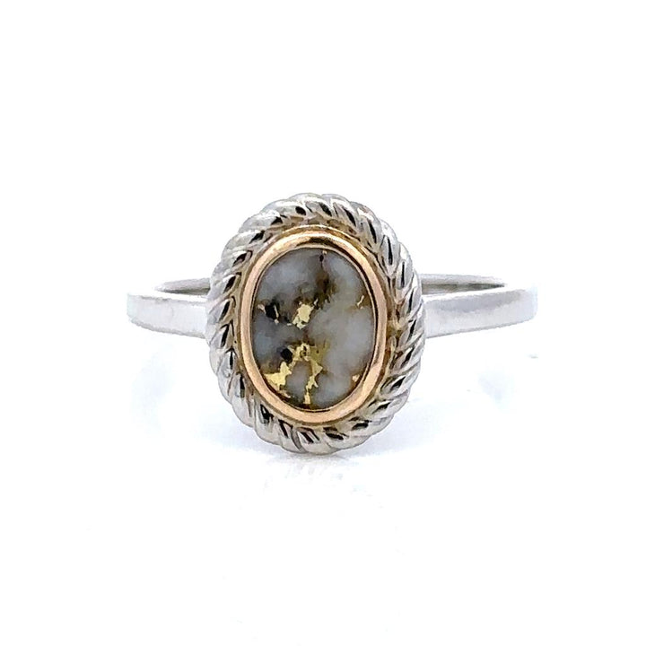 Halo Style Colored Stone Ring 14 KT White with Golden Quartz size 7