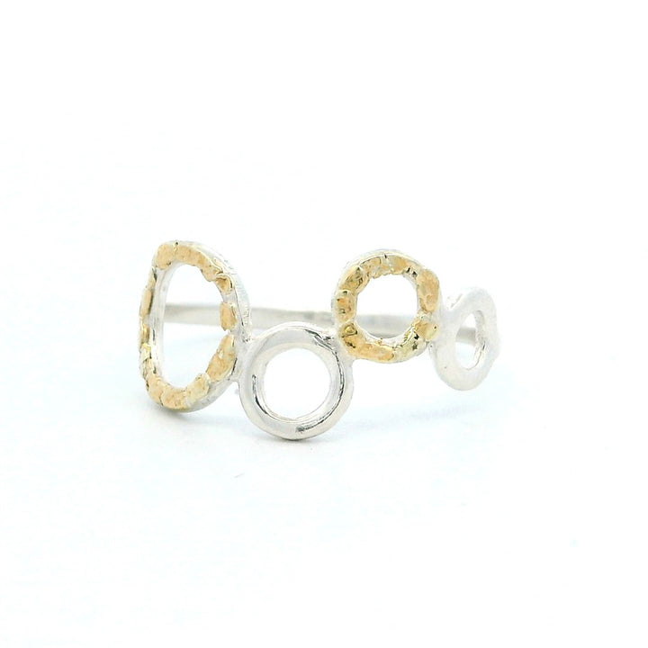 Free Form Womens Alaskan Gold Nugget Fashion Ring 2 mm wide Sterling Silver & Alaskan Gold Nugget Size 6