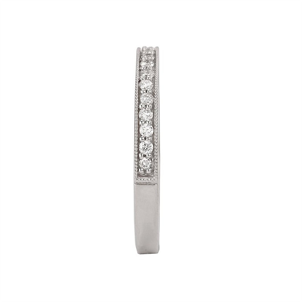1/2 Anniversary Style Diamond Wedding Band 18 Karat Gold White with Diamonds size 6