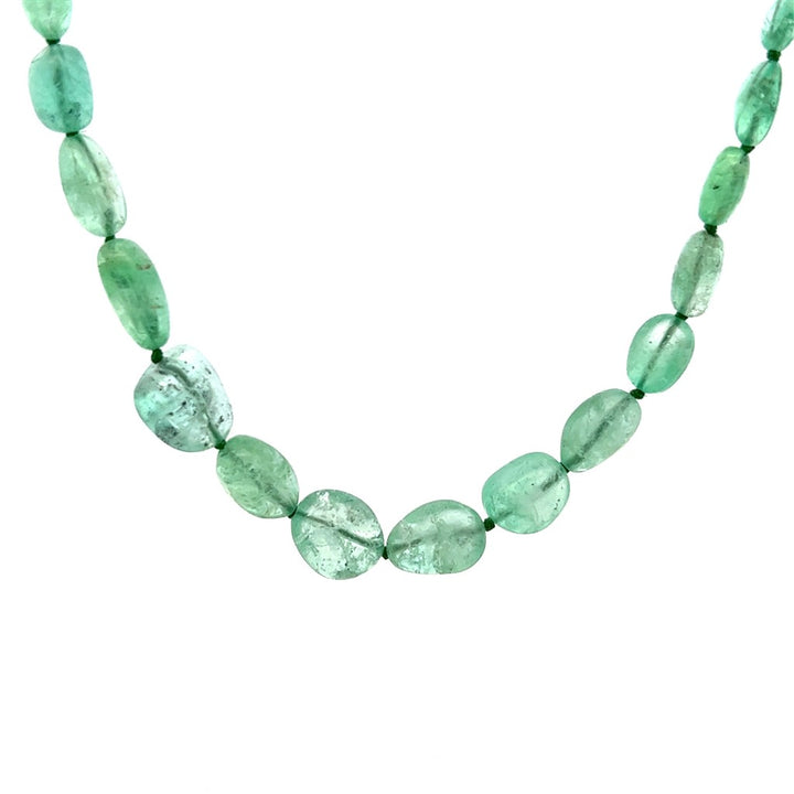 Emerald Continual Necklace With a 14 Karat Gold Clasp 21" Long