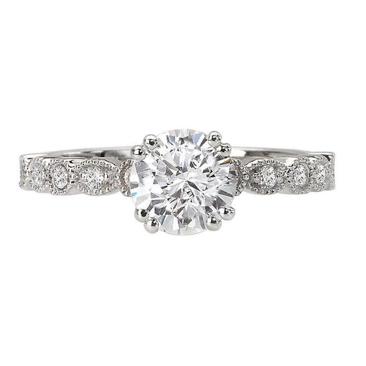 Solitare Accent Style Diamond Engagement Ring Sterling Silver White 
(Center Stone Not Included)