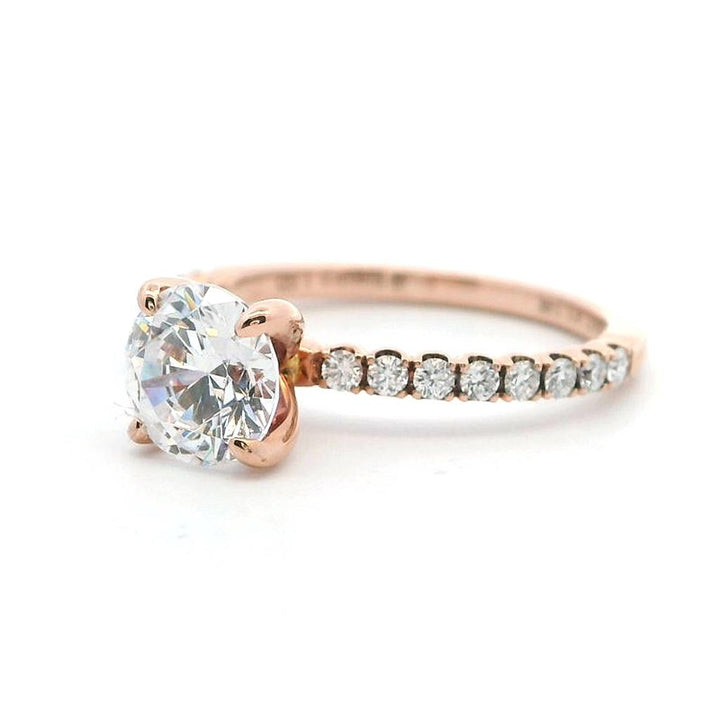 Solitare Accent Style Lab Diamond Engagent Ring 14 Karat Gold Rose 
(Center Stone Not Included)