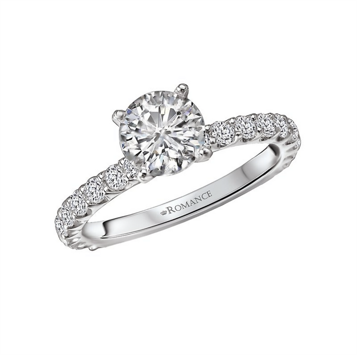 Solitare Accent Style Diamond Engagement Ring Sterling Silver White 
(Center Stone Not Included)