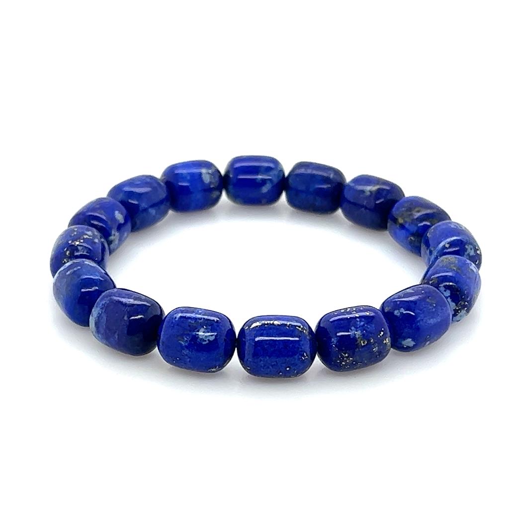 Stretch Style Gemstone Bead Bracelet Elastic with Blue Lapis Lazula 7"