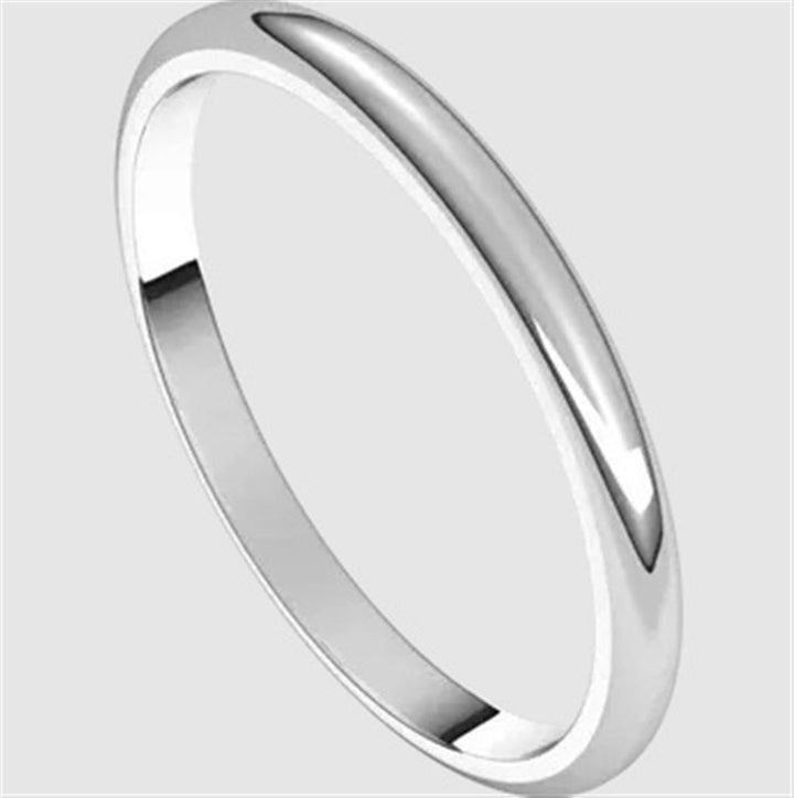 Straight Solid Wedding Band Prec Metal Womens 2 mm wide 14 Karat Gold White Size 6.5