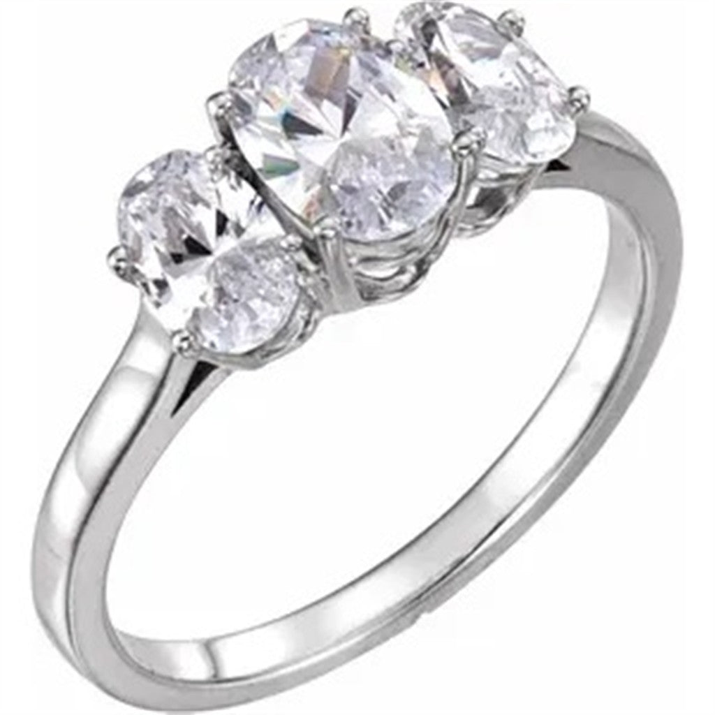Three Stone Style Diamond Engagement Ring Alloy White 
(Center Stone Not Included)