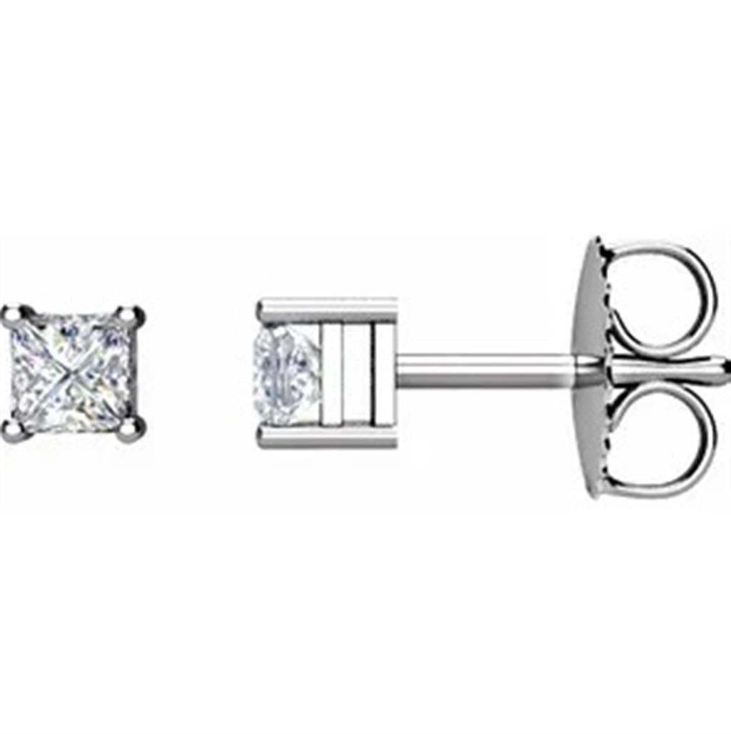 Diamonds Single Stone Stud Earrings 14 KT White 0.75 Carat Total Weight