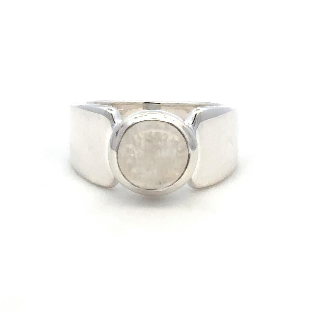 Signet Style Rings Silver with Stones .925 White with Moonstone size 7