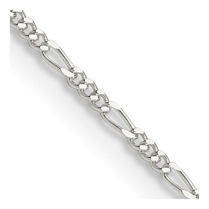 White Sterling Silver 1.2 MM Figaro Chain 18" Long