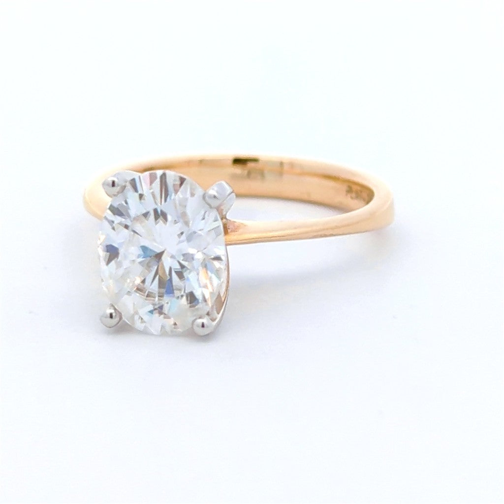 2 Carat Solitare Style Engagement Ring Two Tone 18 Karat Gold With A Moissanite Center Stone