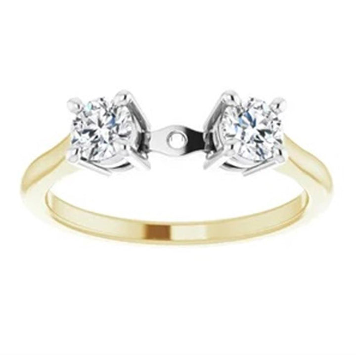 Three Stone Style Diamond Engagement Ring Alloy White & Yellow 
(Center Stone Not Included)