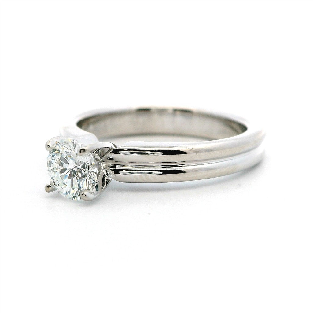 Contemporary Style Engagement Ring White 14 Karat Gold Size 6.5