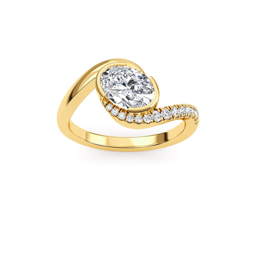 Lab Diamond Bypass Lab Diamond Engagement Ring 14 Karat Yellow 1.00 Carat Total Weight