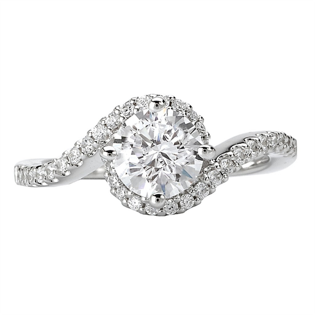 Bypass Style Diamond Engagement Ring Sterling Silver White 
(Center Stone Not Included)