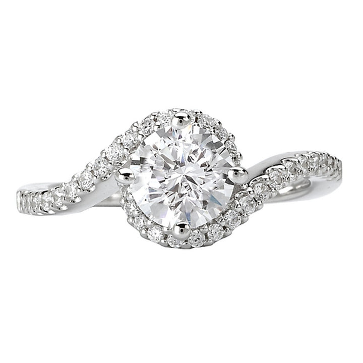 Bypass Style Diamond Engagement Ring Sterling Silver White 
(Center Stone Not Included)