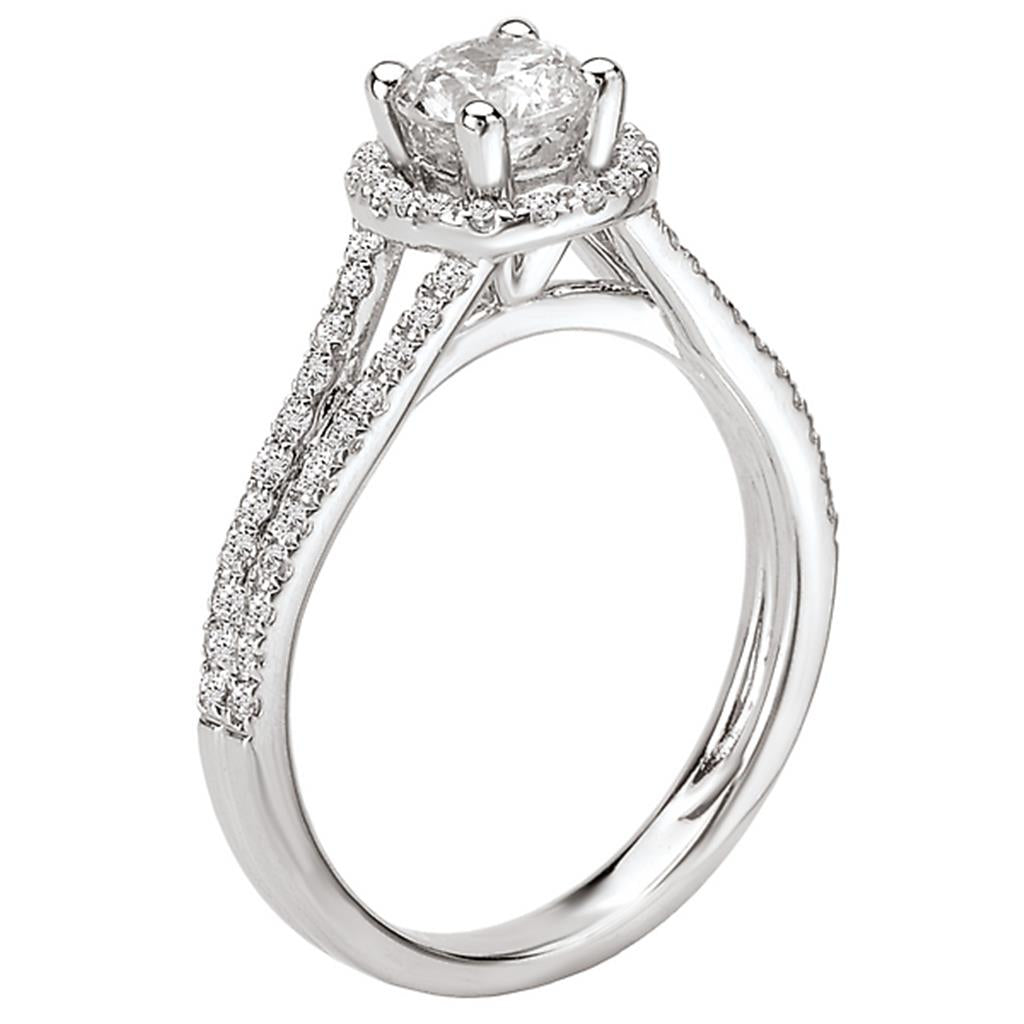 Contemporary Style Diamond Engagement Ring 14 KT White 
(Center Stone Not Included)