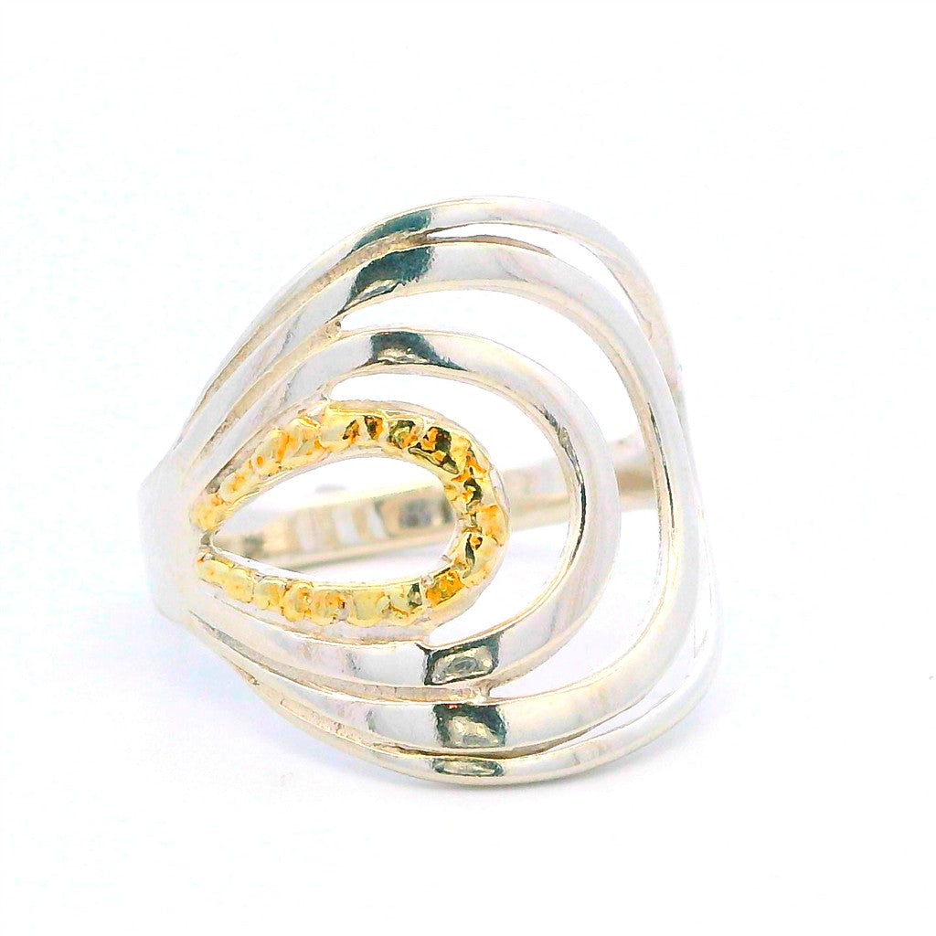 Alaskana Free Form Womens Alaskan Gold Nugget Fashion Ring Sterling Silver & Alaskan Gold Nugget Size 9