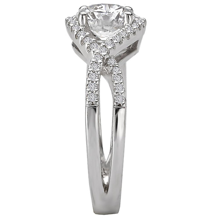 Bypass Style Diamond Engagement Ring Sterling Silver White 
(Center Stone Not Included)