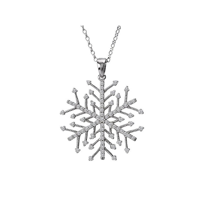 Snowflake Drop Pendant Diamond 14 Karat Gold White with Round Diamond