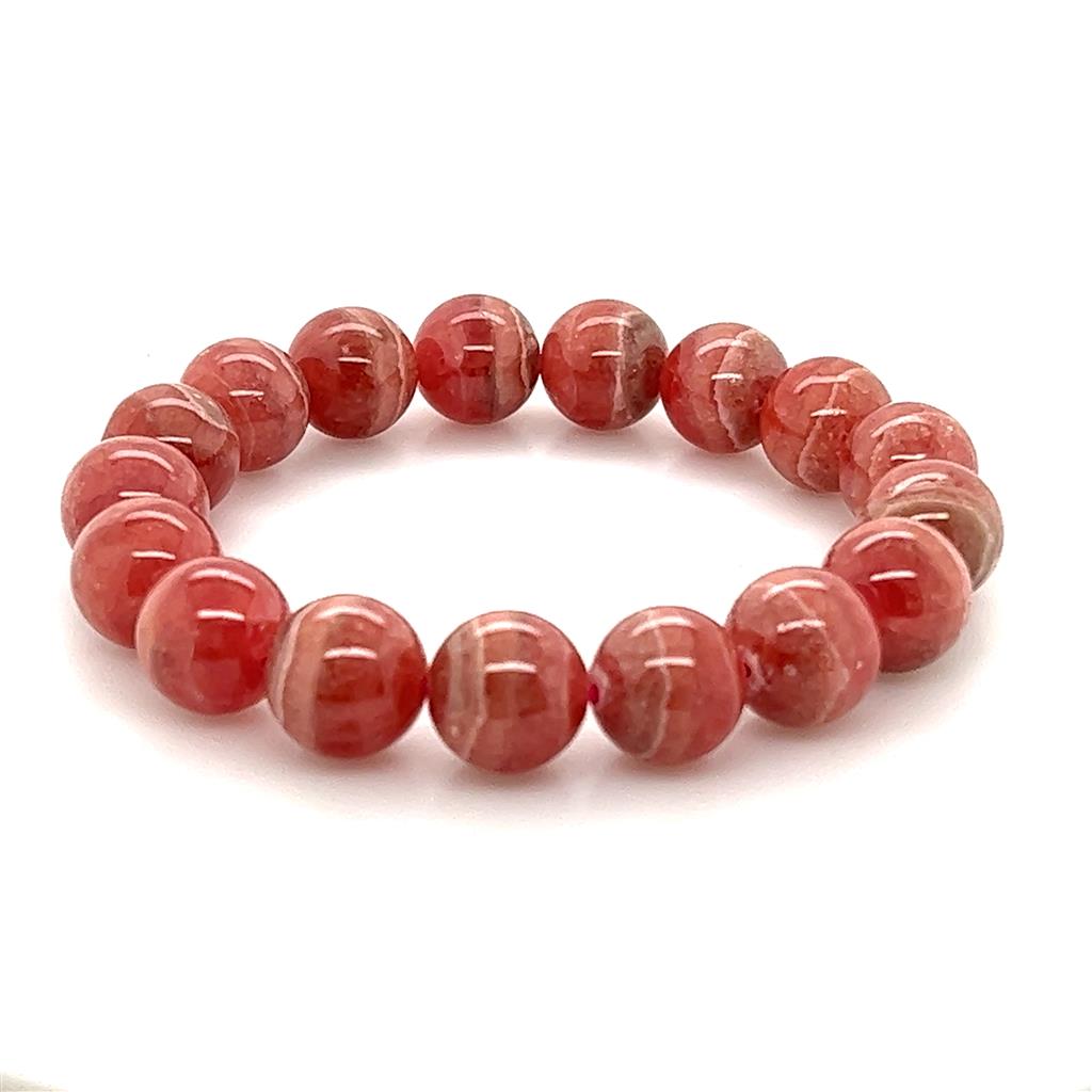 Stretch Style Gemstone Bead Bracelet Elastic with Orange Rhodochrosite 0