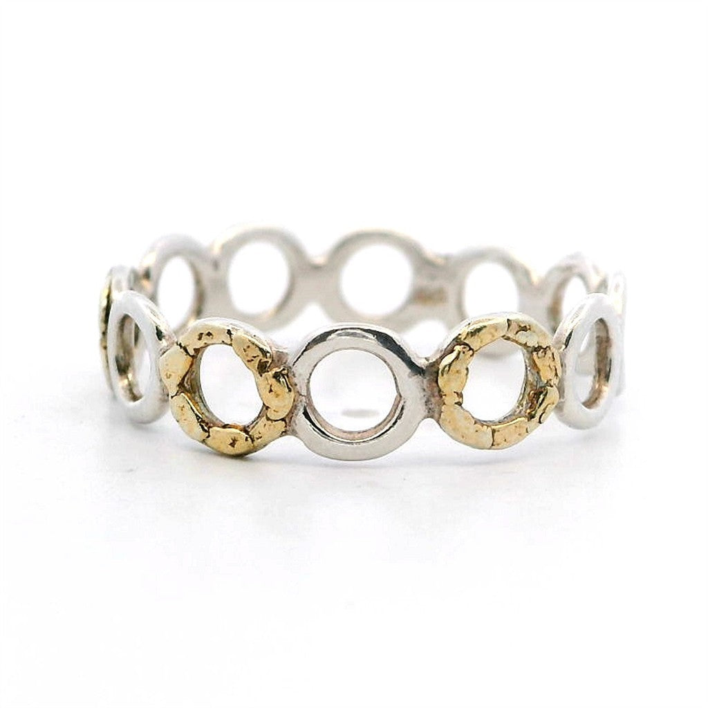 Stack-Able Womens Alaskan Gold Nugget Fashion Ring Sterling Silver & Alaskan Gold Nugget Size 7