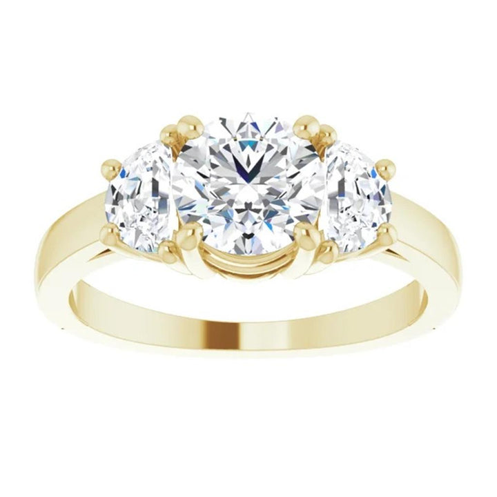 Three Stone Style Diamond Engagement Ring Alloy Yellow 
(Center Stone Not Included)