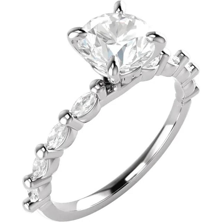 Solitare Accent Style Diamond Engagement Ring 14 Karat Gold White 
(Center Stone Not Included)