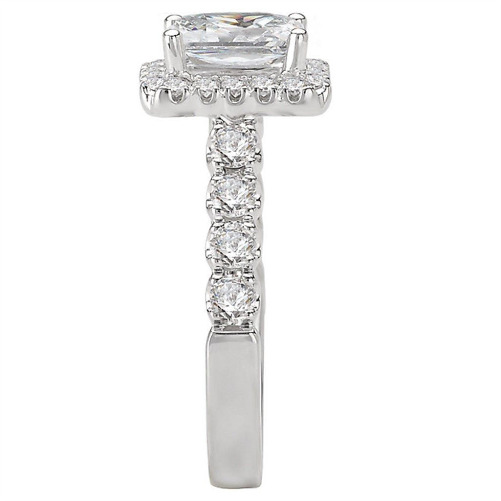 Halo Diamond Engagement Ring 14 Karat White