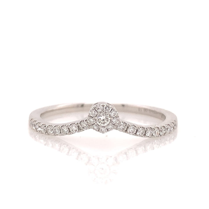 Fitted Style Diamond Wedding Band 14 Karat Gold White with Diamonds size 7