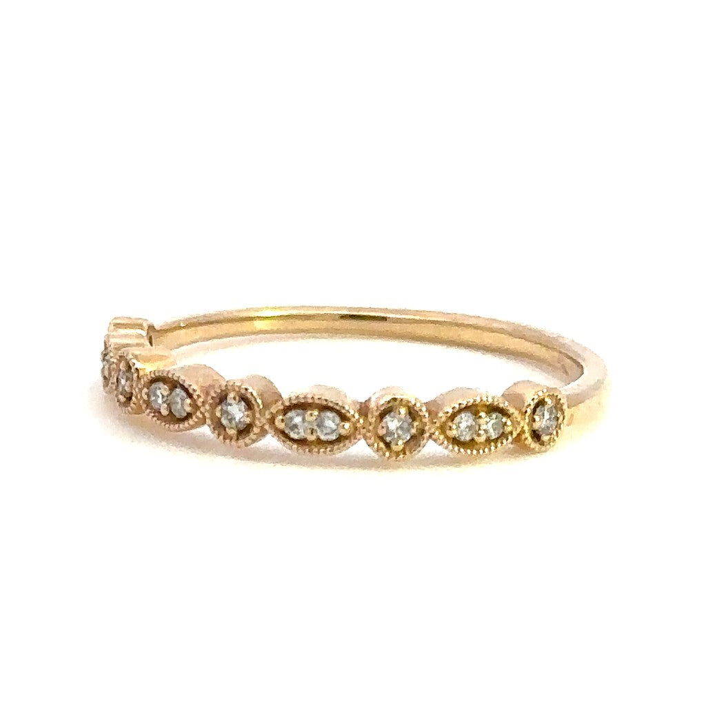 Stack-Able Style Diamond Wedding Band 14 Karat Gold Yellow with Diamonds size 7