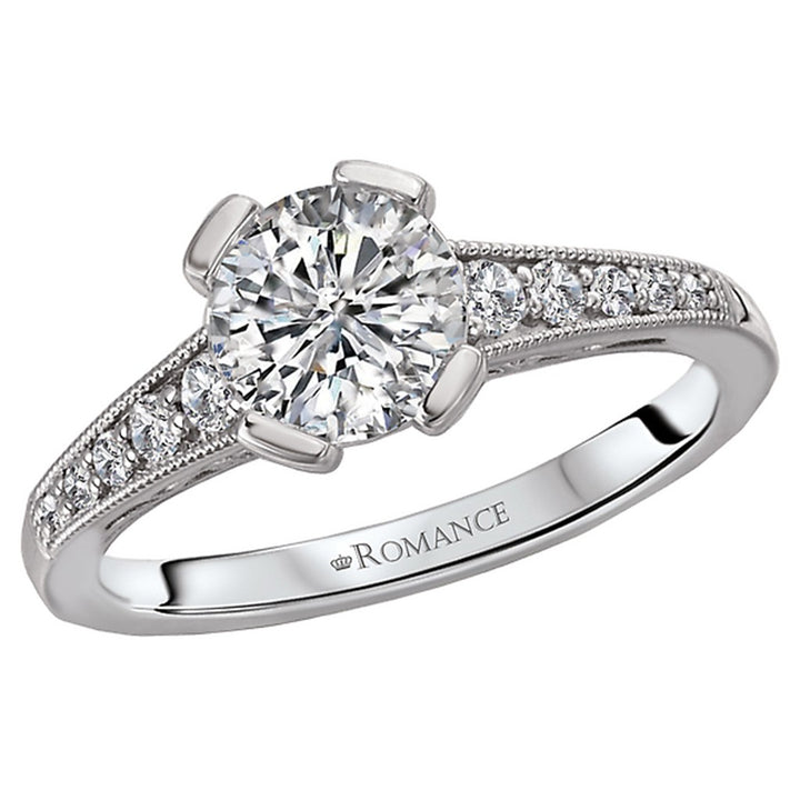 Solitare Accent Style Diamond Engagement Ring 14 Karat Gold White 
(Center Stone Not Included)