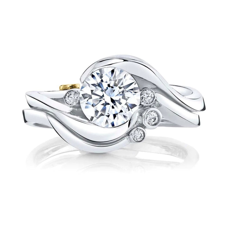 Bypass Style Diamond Engagement Ring 14 Karat Gold White 
(Center Stone Not Included)