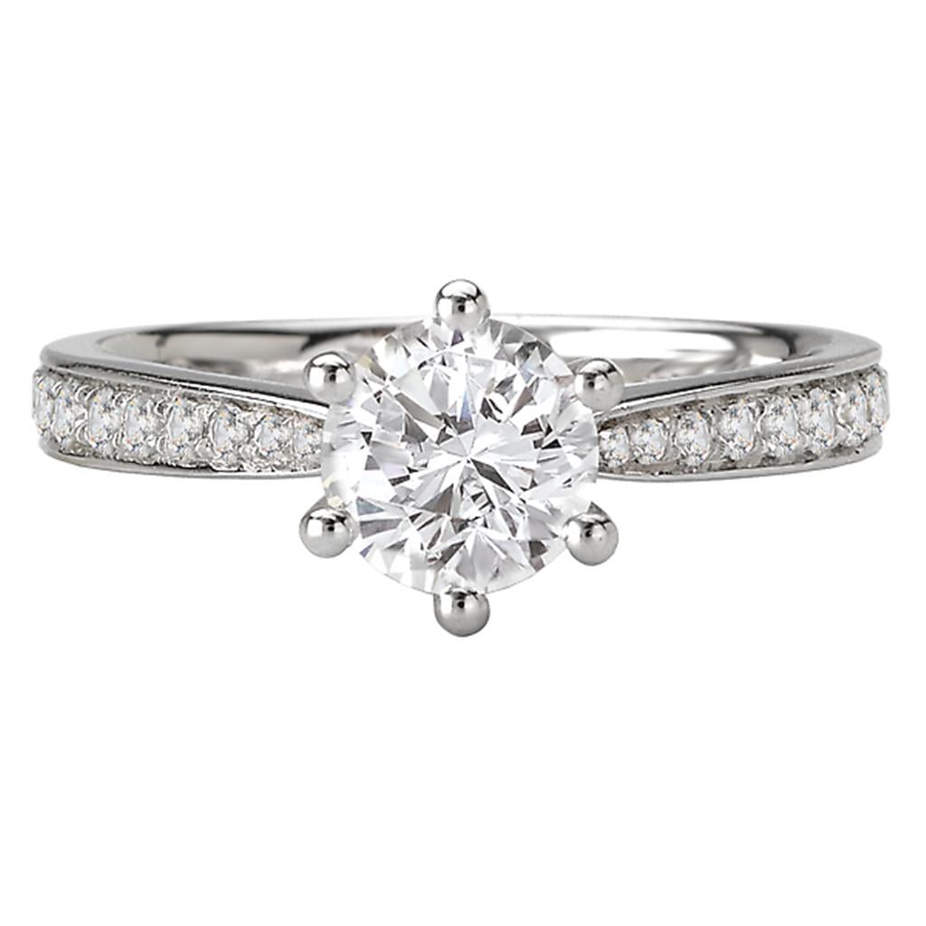 Solitare Accent Style Diamond Engagement Ring 14 Karat Gold White 
(Center Stone Not Included)