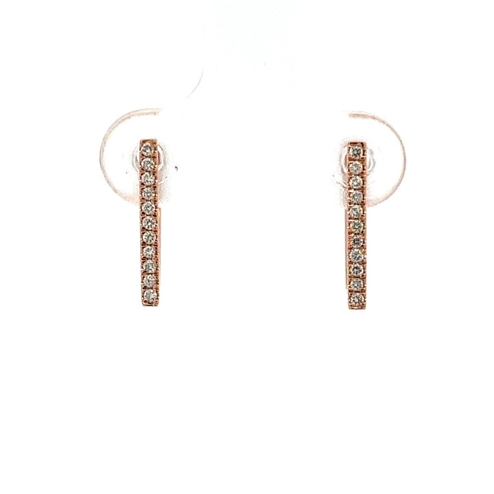 Diamonds Huggie Hoop Earrings 14 Karat Gold Rose 0.11 Carat Total Weight