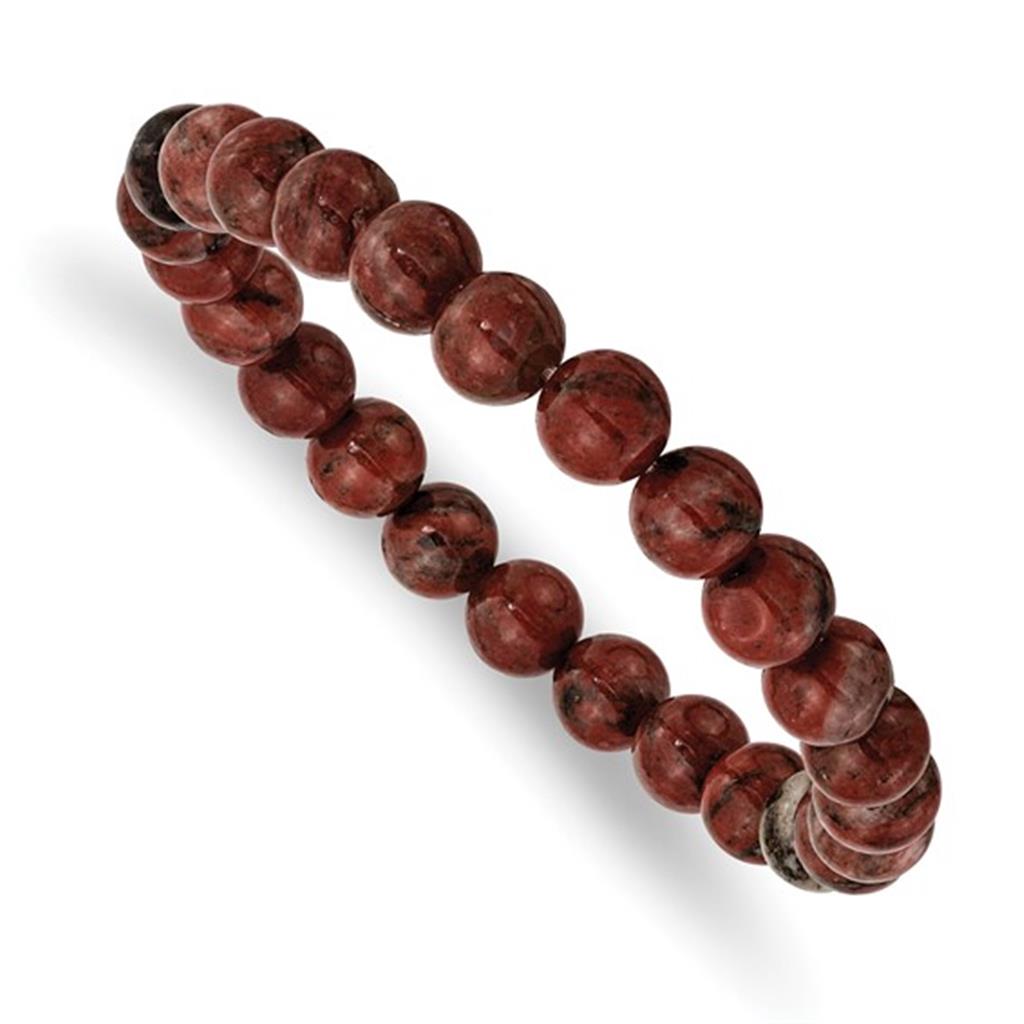 Stretch Style Gemstone Bead Bracelet Elastic with Red Agate 7"