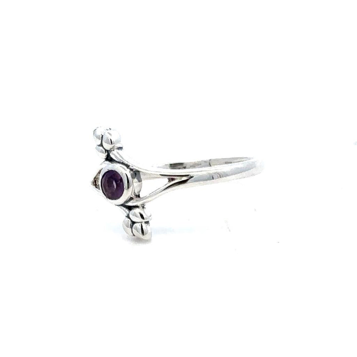 Split Shank Style Rings Silver with Stones .925 White with Amethyst size 6