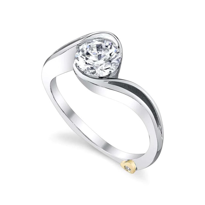 Bypass Style Diamond Engagement Ring 14 Karat Gold White 
(Center Stone Not Included)