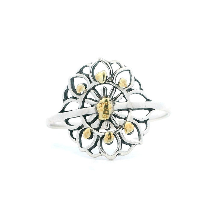 Free Form Womens Alaskan Gold Nugget Fashion Ring 2 mm wide Sterling Silver & Alaskan Gold Nugget Size 8