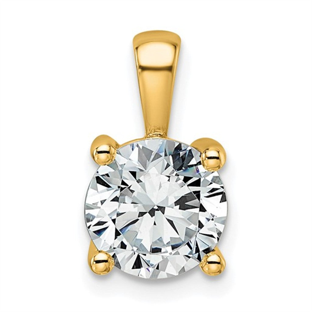 Drop Pendant Diamond Lab Grown 14 Karat Gold Yellow with Round G Lab Diamond