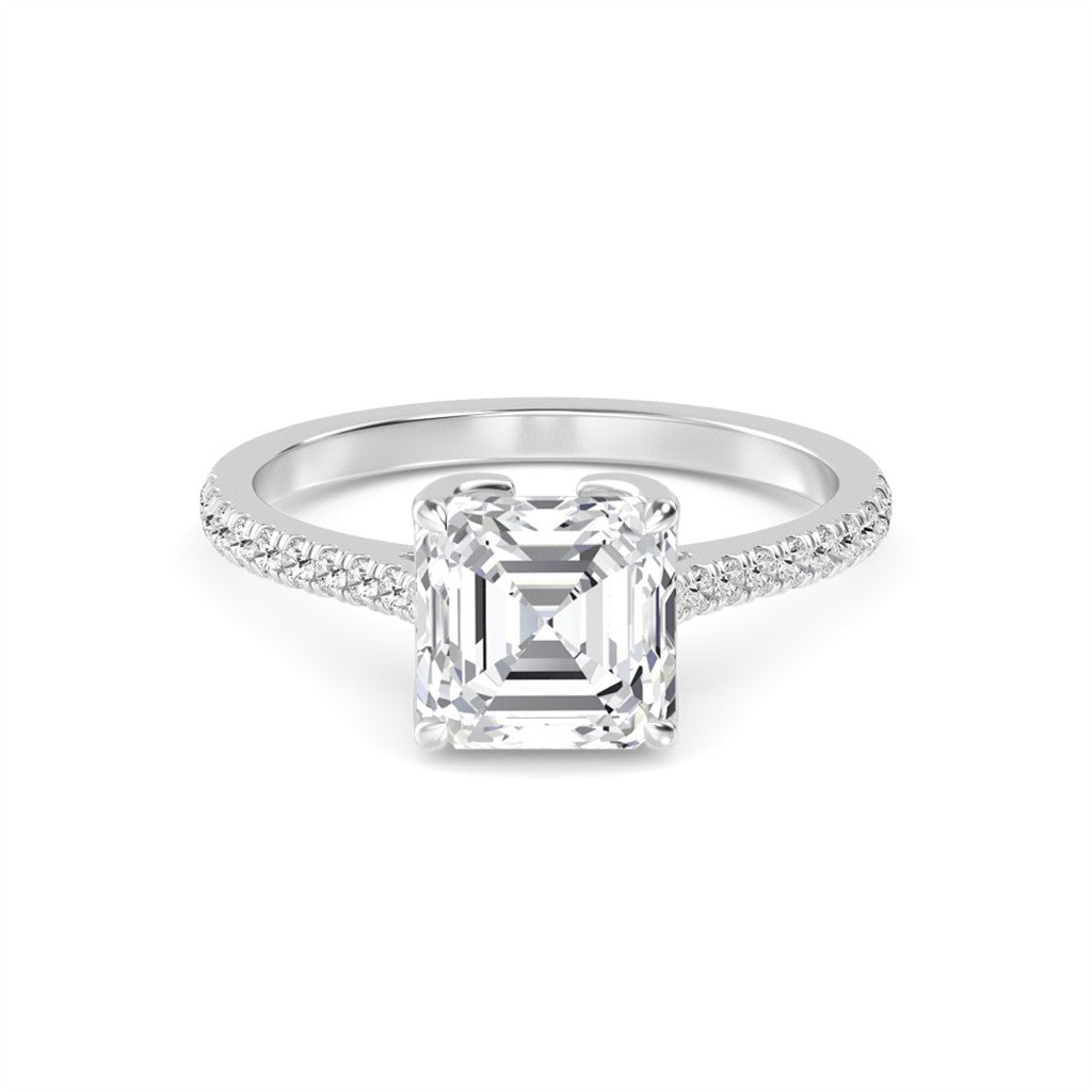 Lab Diamond Solitare Accent Lab Diamond Engagement Ring 14 Karat White 1.55 Carat Total Weight