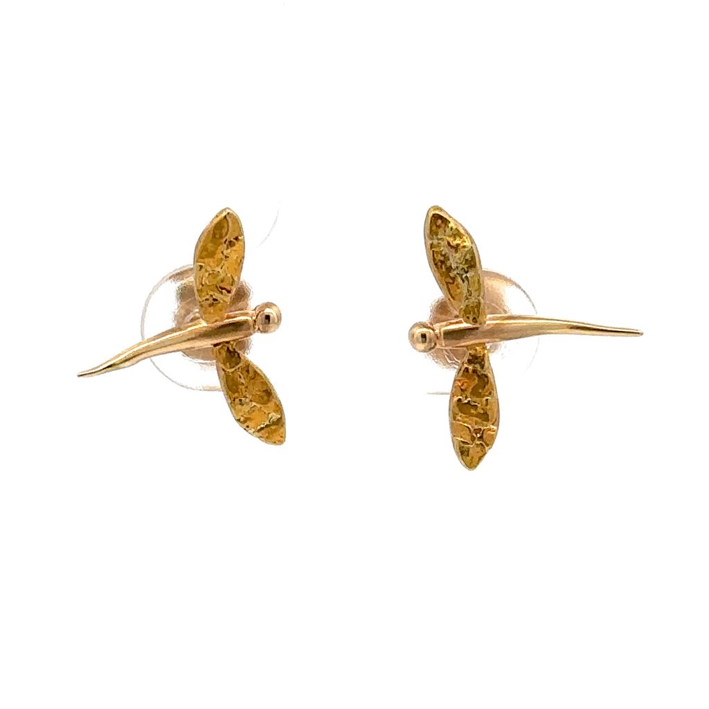 Bug Alaskan Gold Nugget Earrings Stud on 14 KT Yellow Ear Posts