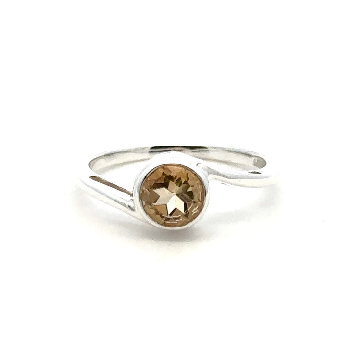Solitare Style Rings Silver with Stones Sterling Silver White with Citrine size 8