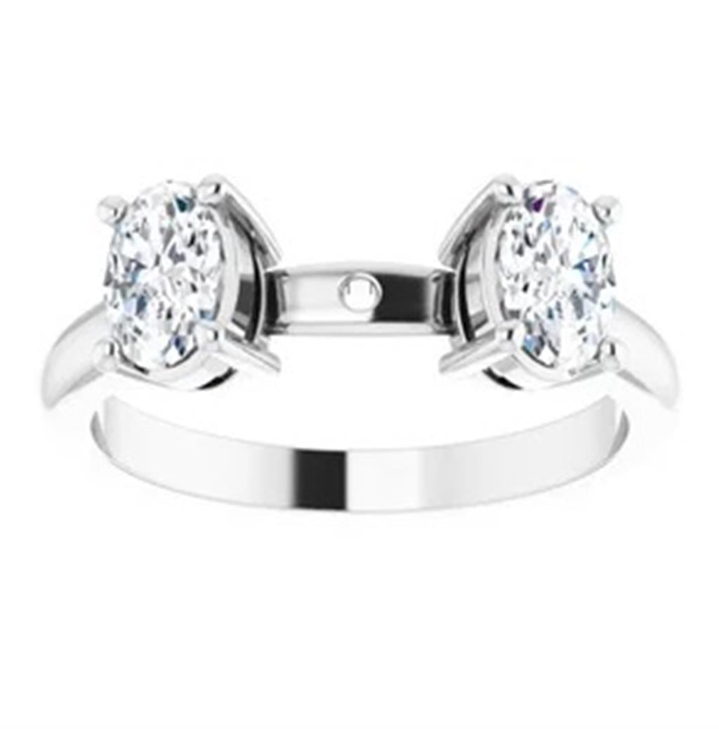 Three Stone Style Diamond Engagement Ring Alloy White 
(Center Stone Not Included)