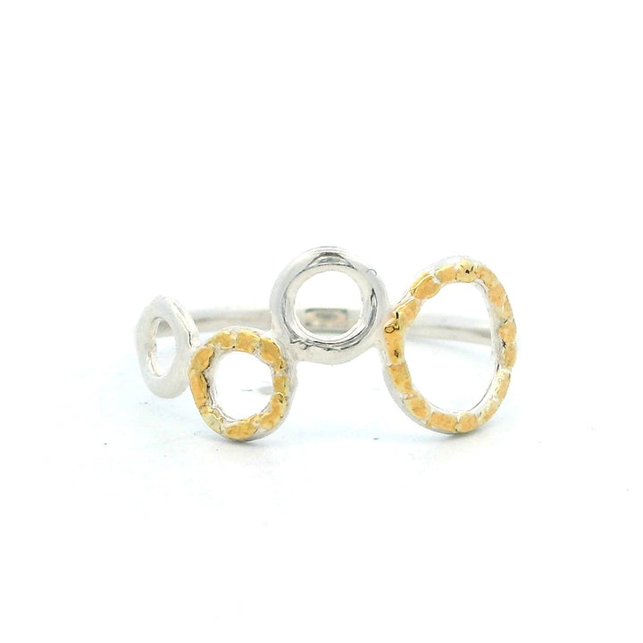 Free Form Womens Alaskan Gold Nugget Fashion Ring 2 mm wide Sterling Silver & Alaskan Gold Nugget Size 10