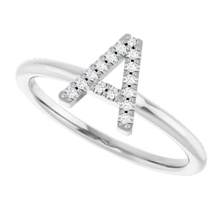 Stack-Able Style Fashion Ring 14 Karat Gold White with Diamonds size 7